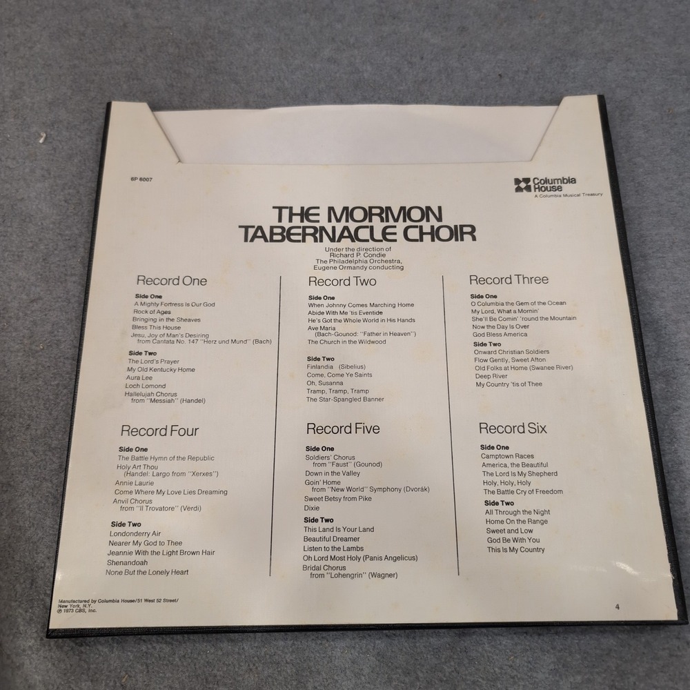 Mormon Tabernacle Choir 6 LP Vinyl Box Set Columbia House P6 6007 1973 VG - Picture 2 of 5